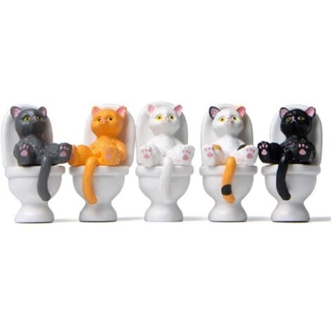 Figurines de chat - Lot de 5 - PVC - Décoration de bureau - Intérieur (1/4)
