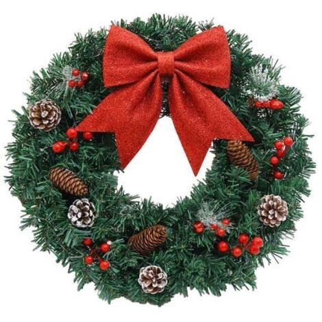 Couronne de Noël - Décoration de Noël - 50 cm - PVC - Vert - Intérieur Multicolore (1/4)