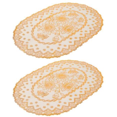 Tapis de table SALUTUYA - Lot de 2 - Doré - Ovale - Lavable (1/4)