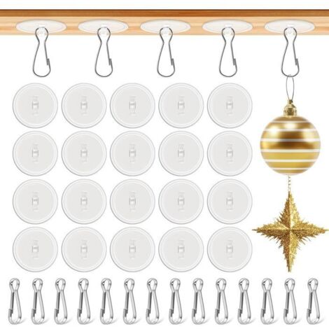 Crochets Adhésifs, 100PCS pour Plafond Sans Percer avec 100 Clips — Parfaits pour Ballons et Décorations de Fête (Diamètre 20mm) (1/5)