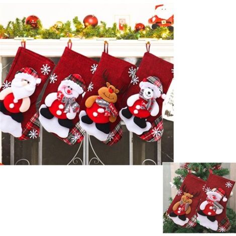 Chaussette de Noël 4 Pièces - Bas à Suspendre pour Décorations de Noël (1/5)