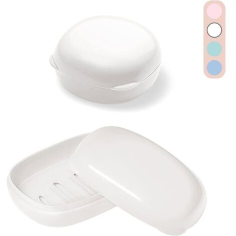 Lot de 2 porte-savons de voyage avec couvercle, en plastique étanche pour salle de bain. (1/5)