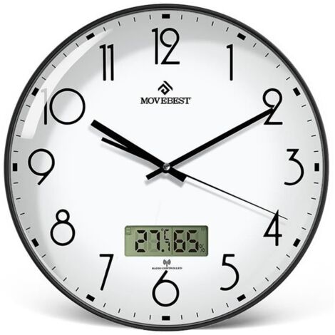 Horloge Murale MARSEE - Style Vintage - 30 cm avec Thermomètre et Hygromètre - Fonctionnement Silencieux (1/4)