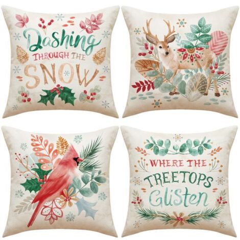 4 Housses de Coussin Noël 45x45, Taies d'Oreiller Thème de Noël (1/5)