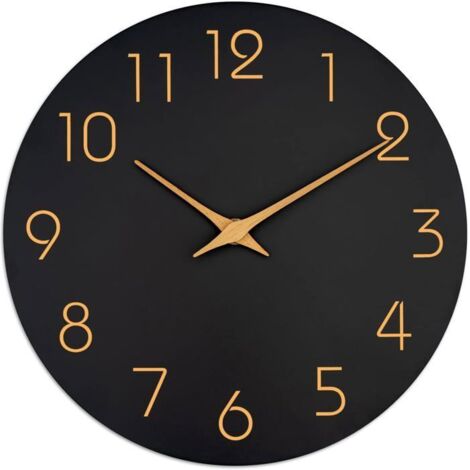 Horloge murale NAMOTU - 10 pouces - Silencieuse - Design moderne en ciment et bois (1/3)