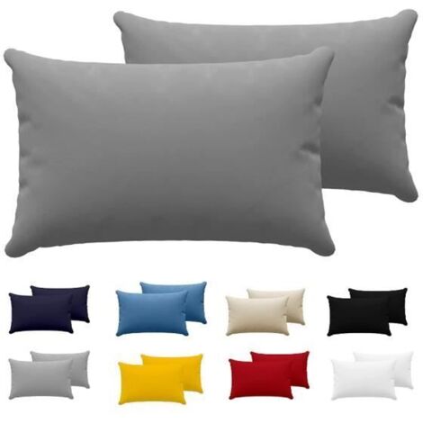 Taie d'oreiller en coton - Lot de 2 - 50 x 75 cm - Anthracite - Résistante et douce (1/4)