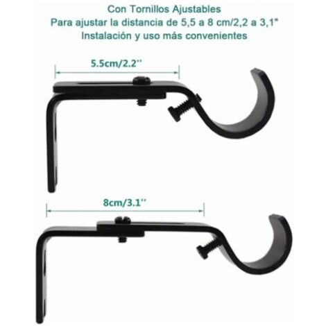 Tringles à rideau réglables QIILU - Lot de 3 - Fer durable - Longueur ajustable - Noir (1/4)