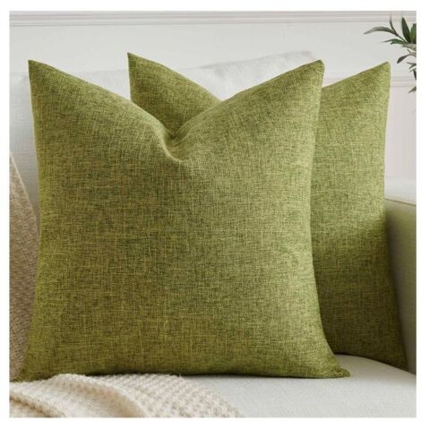 2 housses de coussin 45x45 cm, housses décoratives pour canapé, ensemble pour salon ou chambre, couleur verte. (1/5)