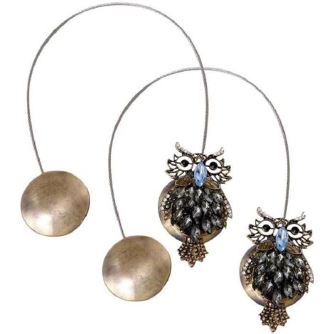 Embrasses à rideaux magnétiques - 2 pièces - Design Chouette - Intérieur - 33 cm (1/4)