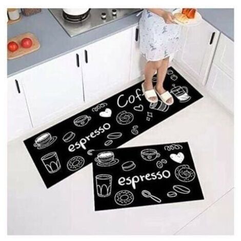 Lot de 2 tapis de cuisine antidérapants - Absorbants pour eau et huile, résistants à la poussière (40x60 cm + 40x120 cm) (1/4)