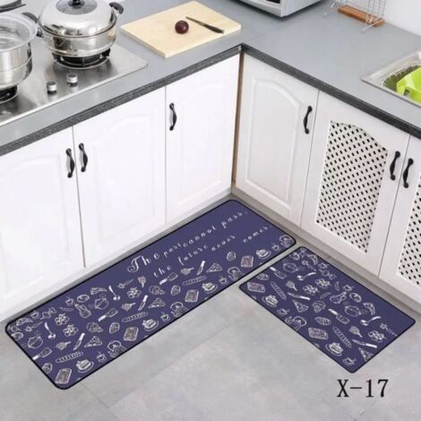D3 - 2 Tapis de Cuisine et Salle de Bain Antidérapants, Lavables, Décoration Maison - 40x60cm + 40x120cm