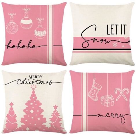 Housse de coussin "Joyeux Noël" - 45 x 45 cm - Coton lin - Décoration intérieure - Fermeture invisible (1/4)