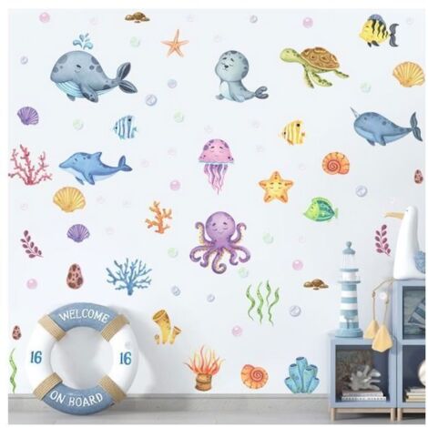 Stickers Muraux - Poissons Tropicaux - PVC Autocollant - Décoration Enfants - Multicolore (1/4)