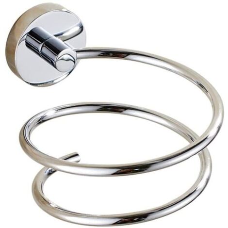 Porte-sèche sans poinçon, Support pour sèche-cheveux en acier inoxydable 304, Accessoire de salle de bain (1/4)