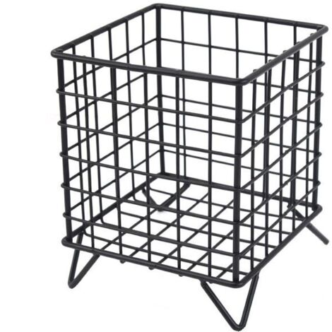 Panier de rangement OKUMGGYJ en fer noir, design ouvert, dimensions 13,5x13,5x16 cm. (1/5)