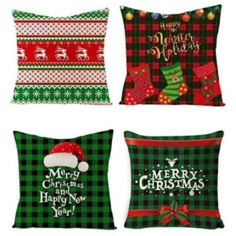 Housse de coussin de Noël - Multicolore - 45x45 cm - Lin - Décoration intérieure (1/4)