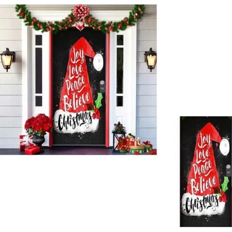 Housse de porte de Noël en tissu élastique, décoration pour cadre de porte, couvre-entrée festif (1/5)