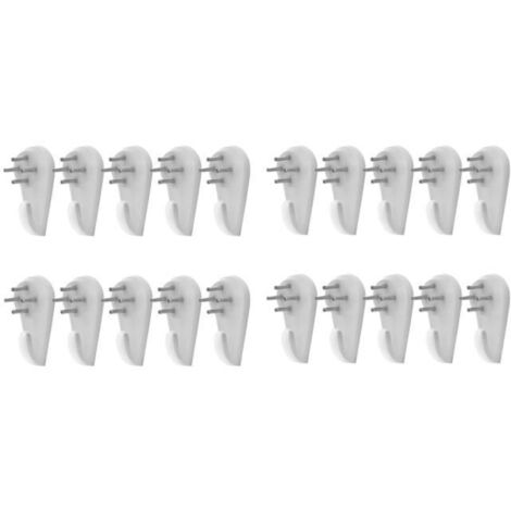 Crochet pour Cadre Photo - Sans Trace - 20 pièces - Métal et Plastique - Support jusqu'à 6,8 kg - Blanc (1/4)