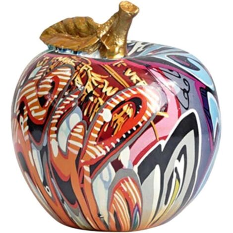 Objet décoratif - Statuette de pomme graffiti, ornement de bureau, figurine pomme, décoration d'intérieur.