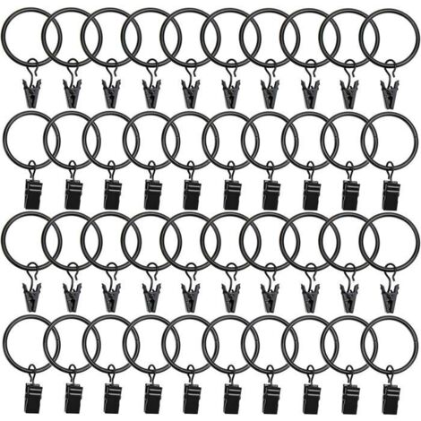 Anneau de rideau décoratif en métal noir rétro anti-rouille, 1,26 pouce, 40 pièces. (1/3)