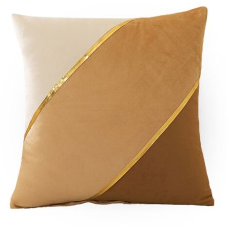 Coussin de dossier - Housses de coussin 45 x 45 cm en velours doux décoratif pour canapé - Lot de 2 - Chameau multicolore (1/4)