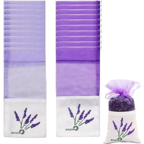 Sachets de Lavande Vides, Lot de 20, en Organza avec Cordon de Serrage en Gaze et Coton (Violet) (1/4)