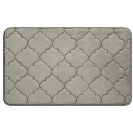 Tapis de bain ultra-absorbant, grand et antidérapant, doux au toucher (Gris, 50 x 80 cm) (1/4)