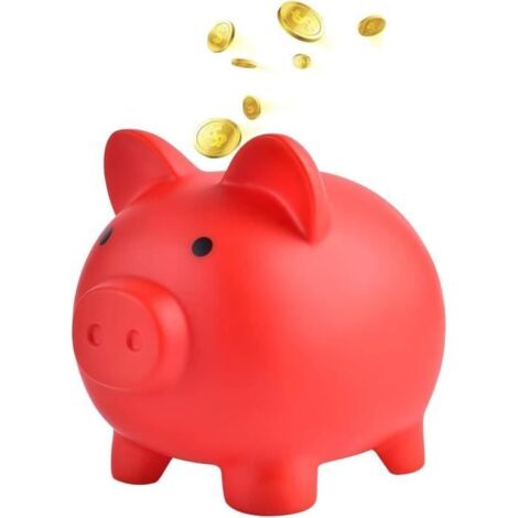 Tirelire Cochon - Incassable - Grande Capacité - Rouge - Pour l'Éducation Financière (1/4)