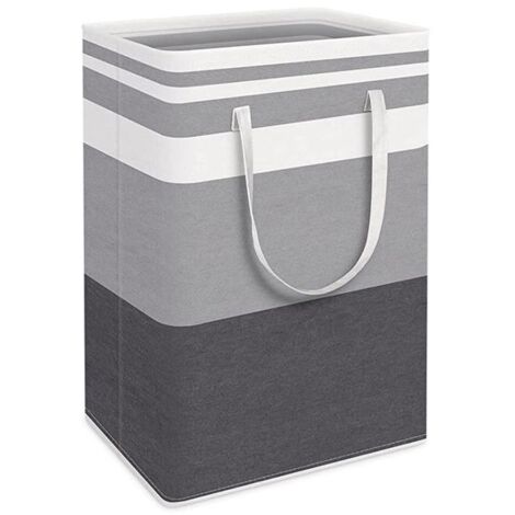 Panier à linge - OKUMGGYJ - Pliable - 72 L - Noir et blanc - En toile (1/5)