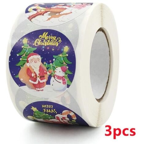 Autocollants de Noël - 3 rouleaux multicolores - 2,5 cm - Décoration festive (1/4)