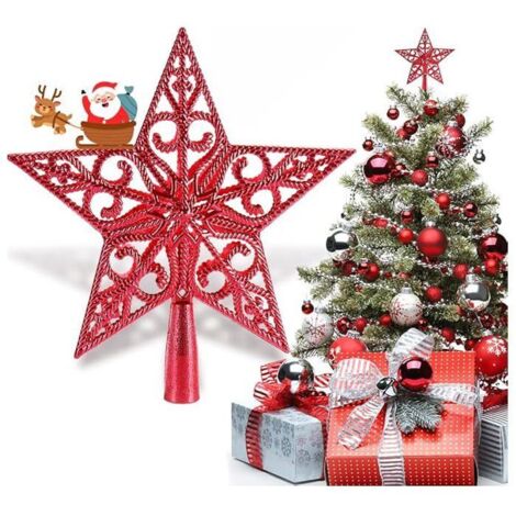 Étoile de Sapin de Noël - XVX - 20 cm - Rouge - Plastique Léger - Vintage (1/5)