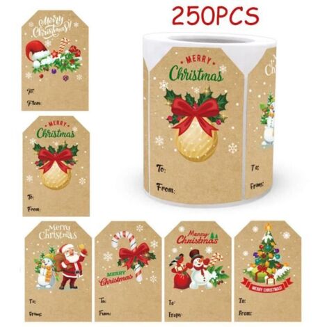 Autocollants de Noël - Non spécifié - 250 pièces - Papier kraft - 7,5x5 cm - Autoadhésifs (1/4)