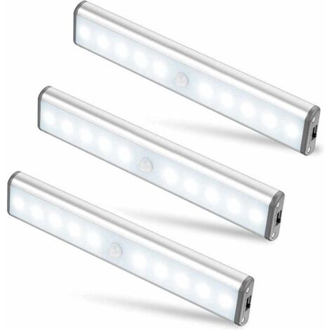 Lampe LED KCVV - Lot de 3 - Rechargeable USB - Détecteur de mouvement - 2 Modes d'éclairage (1/4)