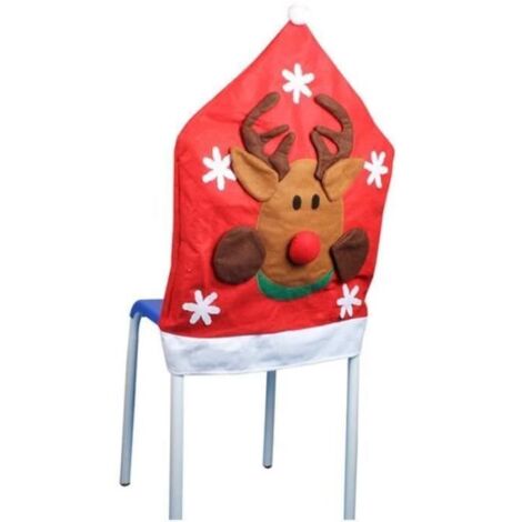 Housse de Chaise - ANIMAUX DE NOËL - Renne - Tissu - Rouge - 65x50cm (1/4)