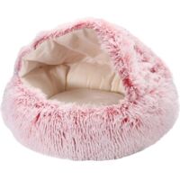 Nest Bed - Soothing cat bed with removable cover - Machine washable plush nest for cats and small pets rose pink BED