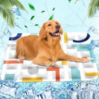 Cooling Mat for Dogs, Self-Cooling Dog Cushion with Water Filling, White Striped Design - XL Size 60x90cm PET TOILET TRAINING