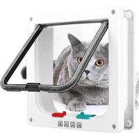 Cat Flap for Indoor Use, Cat Door with 4-Way Lock for Cats and Small Dogs, Easy to Install on Walls