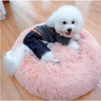 Donut Cat Bed - Self-Warming Pet Cuddle Pillow with Round Design, Pink Pet Basket for Cozy Indoor Comfort