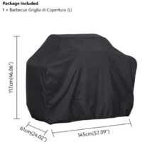 Housse de barbecue imperméable, anti-poussière, anti-pluie et anti-UV pour barbecues à gaz, à charbon ou électriques. Dimensions : 1