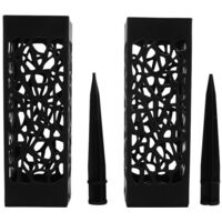Lot de 2 vases funéraires noirs pour cimetière, design creux unique, installation facile, supports de fleurs funéraires