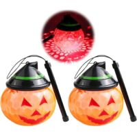 Ensemble de lanternes décoratives Halloween (2 pièces) pour enfants, lanternes citrouille, éclairage LED (L)