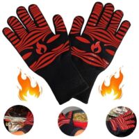 Gants de Cuisine en Silicone Anti-Chaleur - Résistants à 500°C - Taille Universelle - Couleur Noir et Rouge