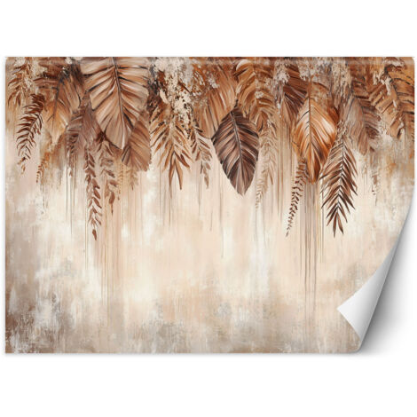 Fototapete Hängende beige braune Blätter Natur Boho 250x175 cm (1/5)