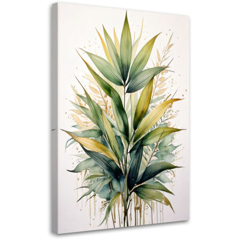 Wandbild Grüne Blätter Aquarell Natur 40x60 cm (1/5)