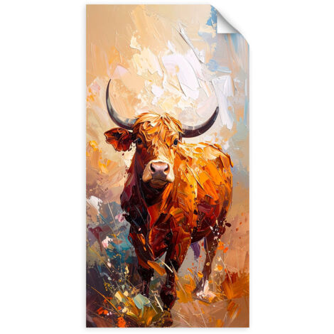Selbstklebendes Poster – Wandsticker Stier Kuh Tiere Natur 100x200 cm
