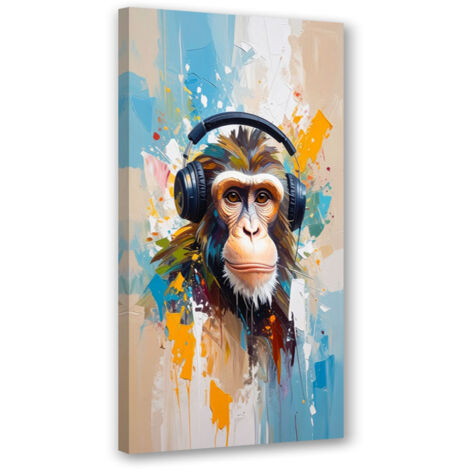 Wandbild Affe mit Kopfhörern Tier Afrika 40x80 cm (1/5)