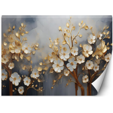 Fototapete Baum Magnolie Abstraktion Gold 300x210 cm (1/5)