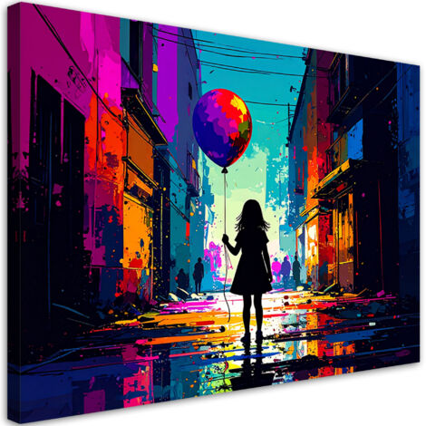 Wandbild Mädchen mit Ballon Street Art 90x60 cm (1/5)