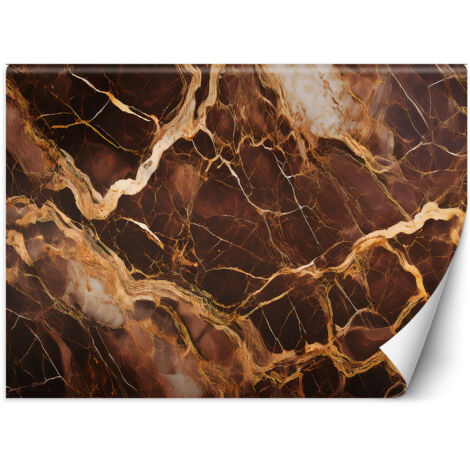 Fototapete Brauner Marmor mit Gold Abstraktion 350x245 cm