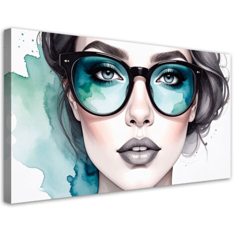 Wandbild Glamour Frau mit Brille 80x40 cm (1/5)